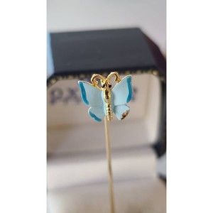 Vintage Blue Enamel Butterfly Stick Pin